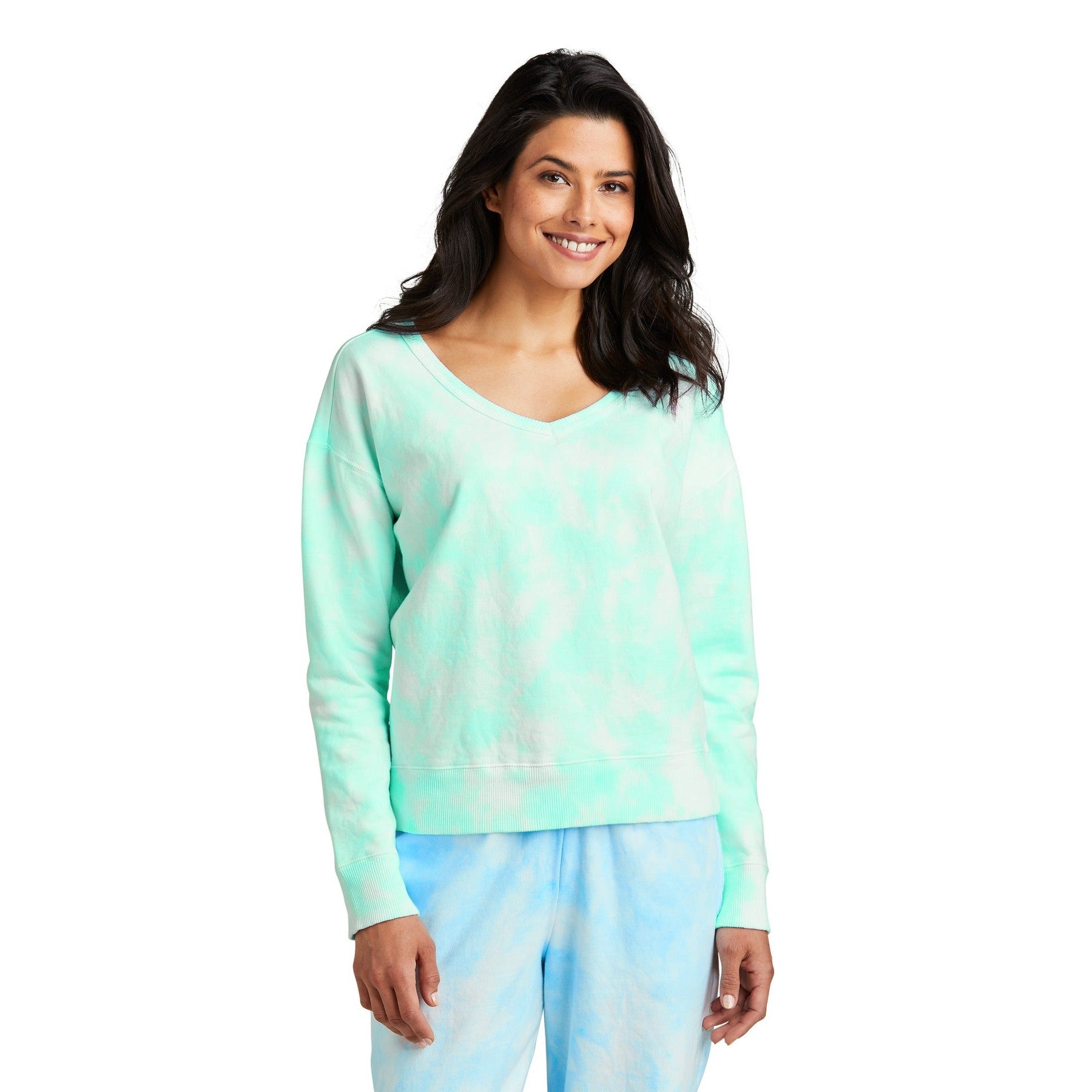 Port & Company-Port & Company® Women's Beach Wash® Cloud Tie-Dye V-Neck Sweatshirt LPC140V-MedTech-3